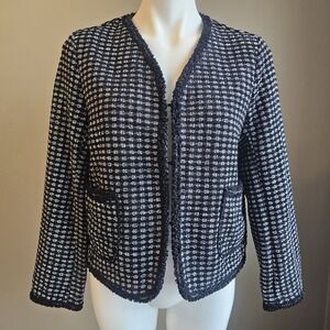 MAX STUDIO Textured Black‎ White V-Neck Jacket Sz Large Business Casual Suit NWT